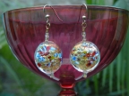 Klimt, 21mm Murano Glass Discs, Millefiori Earrings
